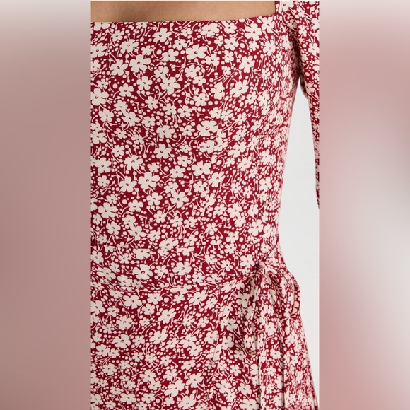 Reformation Rosalie Red Floral Long Sleeve Dress - Picture 9 of 10